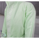 Памучен детски халат - зелени точици