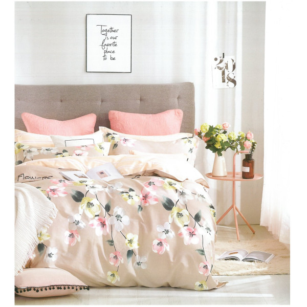 Спален комплект Мария - пролетни цветя - Памучен сатен