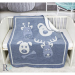 Бебешко одеяло в синьо Зоо - 100% Памук