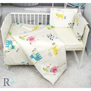 Бебешки спален комплект Животински свят - Памучен сатен 
