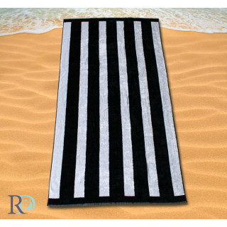 Кърпа за плаж - черно и бяло райе