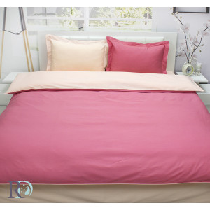 Спален комплект от памучен сатен с две лица в прасковено Спален комплект от памучен сатен с две лица в прасковено