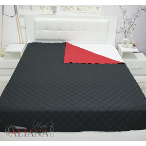 Покривало за легло с две лица в черно и червено