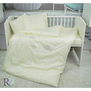Бебешки спален комплект от Сатениран Памук - Екрю