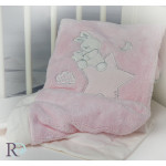 Розово бебешко одеяло с бродерия зайче