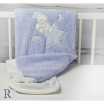 Синьо бебешко одеяло с бродерия зайче