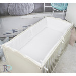 Обиколник за бебешка кошара от памучен сатен - Бяло райе