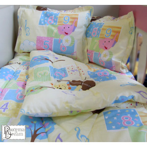 Памучно спално бельо за бебе Bear with a violin Yellow