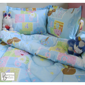 Памучно спално бельо за бебе Bear with a violin Blue