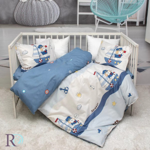 Бебешки спален комплект Boats - Памучен сатен Бебешки спален комплект Boats - Памучен сатен