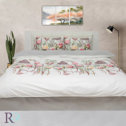 Единичен спален комплект Flowers and butterflies 