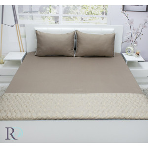 Долен чаршаф от памучен сатен в цвят мока