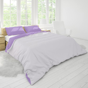 Микрофибърен спален комплект, 2 части - Лилаво и Бяло