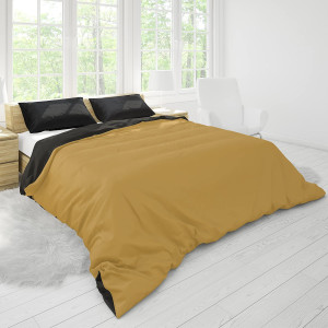 Микрофибърен спален комплект, 2 части - Бежово и Черно