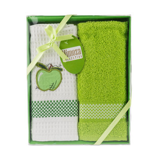 Комплект 2 броя памучни хавлиени кърпи Зелена ябълка