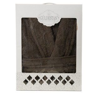 Памучен халат за баня - Стил кафяв Памучен халат за баня - Стил кафяв