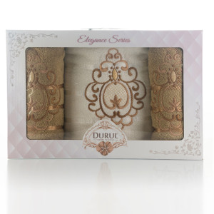 Елегантен сет от 3 броя хавлиени кърпи - Кафяв Елегантен сет от 3 броя хавлиени кърпи - Кафяв