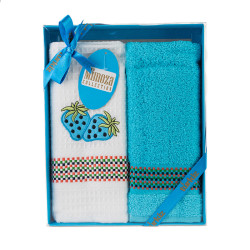 Комплект 2 броя памучни хавлиени кърпи Синя ягода