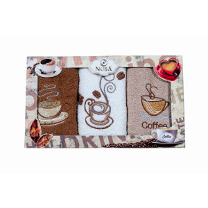 Комплект 3 броя кухненски кърпи Кафе Комплект 3 броя кухненски кърпи Кафе