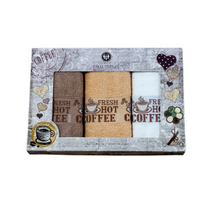 Комплект 3 броя кухненски кърпи Горещо Кафе Комплект 3 броя кухненски кърпи Горещо Кафе