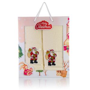 Комплект 2 бр. бродирани коледни кърпи Дядо Коледа