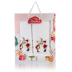 Комплект 2 бр. бродирани коледни кърпи Любовна Коледа