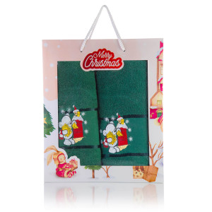 Комплект 2 бр. бродирани коледни кърпи Мече