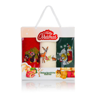 Комплект 3 бр. бродирани коледни кърпи Зимна приказка