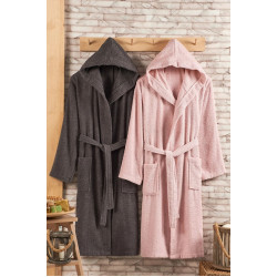 Комплект хавлиен халат Розово и Графит - 2 бр.