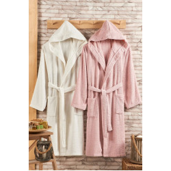 Комплект хавлиен халат Розово и Бяло - 2 бр.