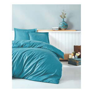 Луксозно спално бельо Петрол - райе Луксозно спално бельо Петрол - райе