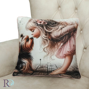 Декоративна възглавница Girl with Dog -  40х40 см. 