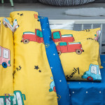 Бебешки комплект спално бельо Yellow Cars от памучен сатен