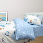 Детско спално бельо Blue hearts - Памучен сатен