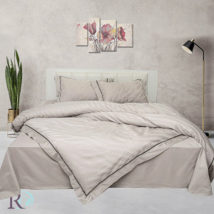 Двойно спално бельо Памучен сатен Alexa бежово  Двойно спално бельо Памучен сатен Alexa бежово