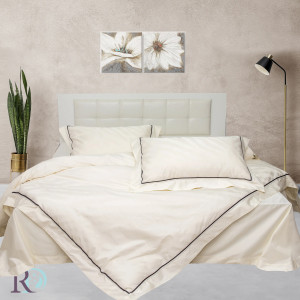 Двойно спално бельо Памучен сатен Alexa екрю  Двойно спално бельо Памучен сатен Alexa екрю