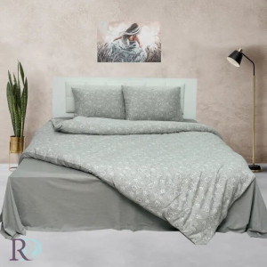 Единично спално бельо Troya сиво с цветя Единично спално бельо Troya сиво с цветя